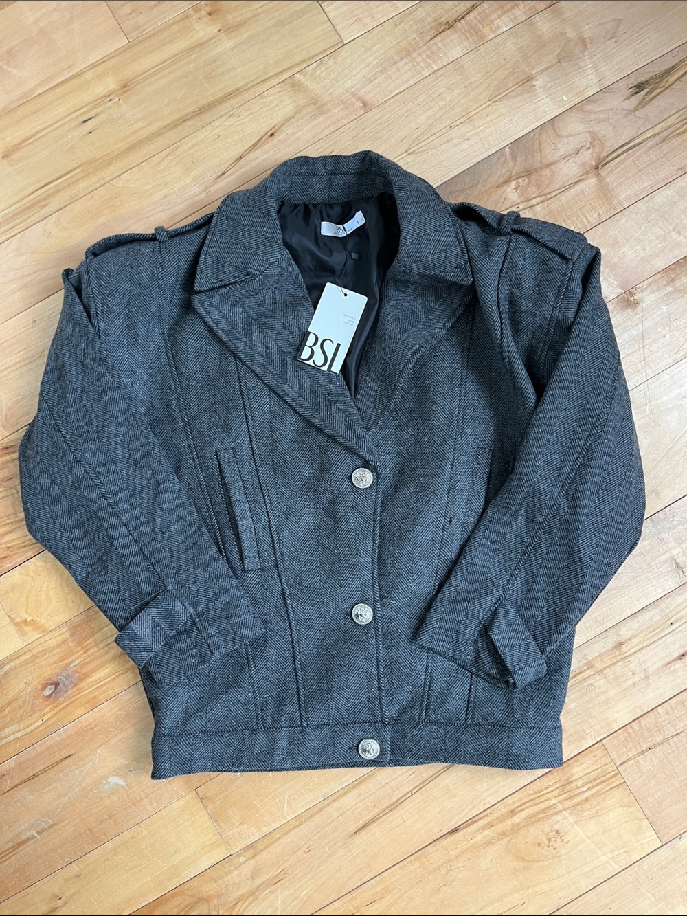 Women's Dark Gray Wool-Blend Peacoat